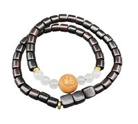 SHYYOULQE Joyería de doble bucle hecha a mano para uso diario, oración budista, joyería de madera natural con cuentas de doble bucle