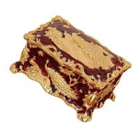 SHYYOULQE Joyero decorativo con diseño de pavos reales en materiales coloridos Kirsite para organización de mesa de tocador y protección de joyas, caja de pavos reales