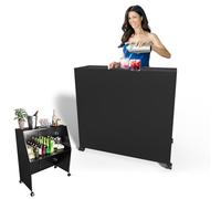 SHZYJBRY Barra de eventos portátil plegable, mesa de bar portátil comercial con estantes superiores e intermedios, estación de gabinete, estación de camarero móvil, barras portátiles para eventos y