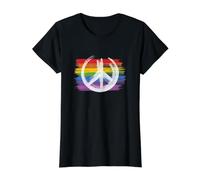 Sí a la Paz, no a la Guerra - Signo de la Paz Camiseta gráfica económica, Mujer, Negro, L