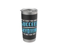 Si al principio no tienes éxito Skydiver Jump Love Paracaidismo Vaso térmico de acero inoxidable de doble pared