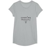 Si Chef Cocinar Obedientemente Cocina Humor Culinario Diversión Camiseta, Niñas, Gris Jaspeado, Grande