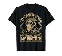 Si Crees Que Soy un Idiota, deberías Conocer a mi Hermano Camiseta gráfica económica, Hombre, Negro, L