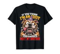 Si Crees Que Soy un Idiota, deberías Conocer a mi Hermano Camiseta gráfica económica, Hombre, Negro, XL