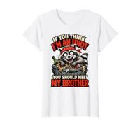 Si Crees Que Soy un Idiota, deberías Conocer a mi Hermano Camiseta gráfica económica, Mujer, Blanco, XL