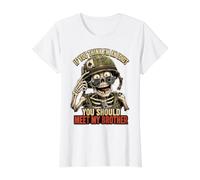 Si Crees Que Soy un Idiota, deberías Conocer a mi Hermano Camiseta gráfica económica, Mujer, Blanco, XS
