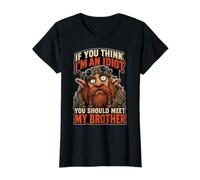 Si Crees Que Soy un Idiota, deberías Conocer a mi Hermano Camiseta gráfica económica, Mujer, Negro, M