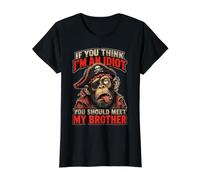 Si Crees Que Soy un Idiota, deberías Conocer a mi Hermano Camiseta gráfica económica, Mujer, Negro, XL