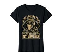 Si Crees Que Soy un Idiota, deberías Conocer a mi Hermano Camiseta gráfica económica, Mujer, Negro, XS