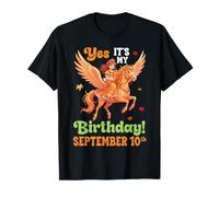 Sí, es mi cumpleaños el 10 de septiembre Linda Chica con Unicornio Camiseta