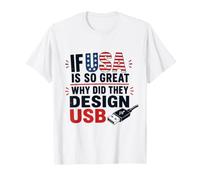 Si Estados Unidos es Tan Bueno, ¿por qué USB Retro Humor Coder Tech America? Camiseta