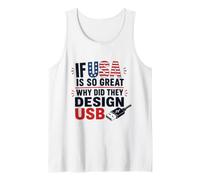 Si Estados Unidos es Tan Bueno, ¿por qué USB Retro Humor Coder Tech America? Camiseta sin Mangas