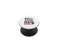 Si Estados Unidos es Tan Bueno, ¿por qué USB Retro Humor Coder Tech America? PopSockets PopGrip Adhesivo