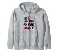 Si Estados Unidos es Tan Bueno, ¿por qué USB Retro Humor Coder Tech America? Sudadera con Capucha