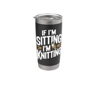 Si estoy sentado, estoy tejiendo Vaso térmico de acero inoxidable de doble pared