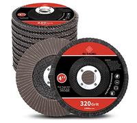 SI FANG Discos de solapa de grano 320 de 4 x 5/8 pulgadas, óxido de aluminio, paquete de 10 unidades, accesorio de amoladora angular, disco de lijado, acabado de molienda