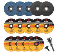 SI FANG Juego de 5 discos de molienda de aleta de rueda de corte de 3 pulgadas y hoja de sierra circular HSS de 3/8 pulgadas para amoladora angular, varios discos de corte de metal y acero inoxidable, kit de discos de pulido de fieltro
