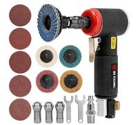 SI FANG Kit de 16 amoladoras de aire en ángulo recto con pinzas de 1/4 pulgadas 1/8 pulgadas de 2 pulgadas, accesorios de discos de lijado de cambio rápido, mini lijadora neumática, herramientas de