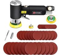 SI FANG Mini pulidora de aire comprimido, lijadora excéntrica de 25/50/75 mm, con 3 platos de lijado, 60 piezas de papel de lija, lijadora de aire comprimido para pulido de coches