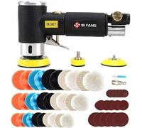 SI FANG Mini pulidora de aire comprimido, lijadora excéntrica de 25/50/75 mm, con 60 piezas de papel de lija, lijadora de aire comprimido para pulir el coche