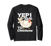 Sí, Hablo con Pollos Gracioso Granjero Crazy Lady Manga Larga