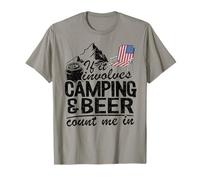 Si implica Acampar y Cerveza Contar Conmigo en Autocaravana Bebiendo Camiseta