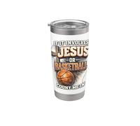 Si involucra a Jesús o al baloncesto, cuéntame en fan cristiano Vaso térmico de acero inoxidable de doble pared