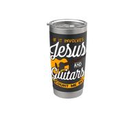 Si involucra a Jesús y guitarras cuéntame en cristiano divertido Vaso térmico de acero inoxidable de doble pared