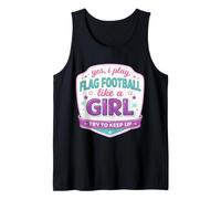 Sí, Juego al fútbol Americano de Bandera como una Chica Trato de Mantener al Jugador Camiseta sin Mangas