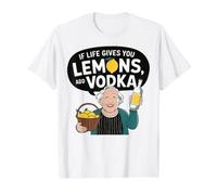 Si la Vida te da Limones, añade Vodka y ríe Camiseta gráfica económica, Hombre, Blanco, L