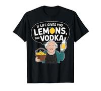 Si la Vida te da Limones, añade Vodka y ríe Camiseta gráfica económica, Hombre, Negro, L