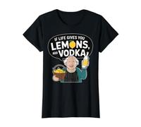 Si la Vida te da Limones, añade Vodka y ríe Camiseta gráfica económica, Mujer, Negro, S