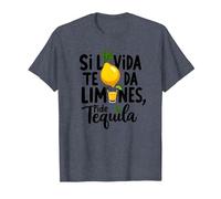 Si La Vida Te Da Limones, Pide Tequila | Frase Divertida Camiseta, Hombre, Azul Jaspeado, 3XL