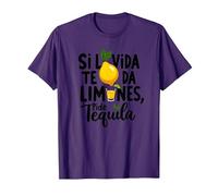 Si La Vida Te Da Limones, Pide Tequila | Frase Divertida Camiseta, Hombre, Morado, 3XL
