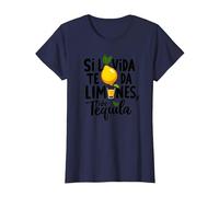 Si La Vida Te Da Limones, Pide Tequila | Frase Divertida Camiseta, Mujer, Azul Marino, XL