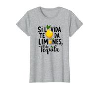 Si La Vida Te Da Limones, Pide Tequila | Frase Divertida Camiseta, Mujer, Gris Jaspeado, XXL