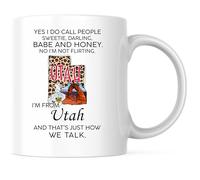 Sí, Llamo A Las Personas Cariño, Amor, Nena Y Cariño. Soy De Utah. Tazas De Desayuno Único Mug Divertido Tazas De Cerámica Para Cappuccino Bebidas Frías Y Calientes Oficina 330Ml