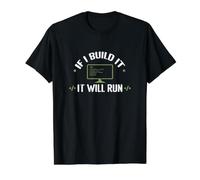 Si lo construyera, correrá Camiseta gráfica económica, Hombre, Negro, L