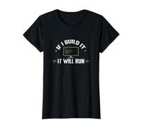 Si lo construyera, correrá Camiseta gráfica económica, Mujer, Negro, L