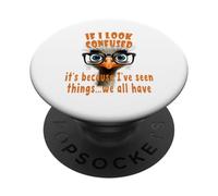 Si me Veo Confundido - Avestruz Divertido con Gafas PopSockets PopGrip Adhesivo