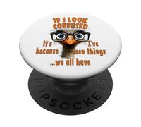 Si me Veo Confundido Divertido Avestruz Confundido con Gafas PopSockets PopGrip Adhesivo