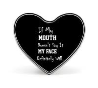 Si mi boca no lo dice, mi cara definitivamente lo hará. Broche con forma de corazón impreso, divertido alfiler de solapa para corbata, botón decorativo para hombres y mujeres