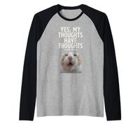Sí, mis Pensamientos Tienen Pensamientos TDAH Funny Tonto Meme Cat Camiseta Manga Raglan