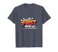 Si no Eres el Primero, Eres el último - Lema de Carreras Camiseta, Hombre, Azul Jaspeado, L