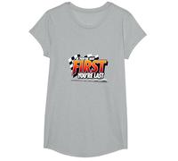 Si no Eres el Primero, Eres el último - Lema de Carreras Camiseta, Niñas, Gris Jaspeado, Mediano