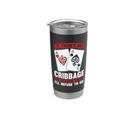 Si no hay Cribbage In Heaven Loves Card Games Cribbage Vaso térmico de acero inoxidable de doble pared