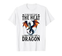 Si no Puedes soportar el Calor, no golpees al Amante del dragón Camiseta gráfica económica, Hombre, Blanco, L