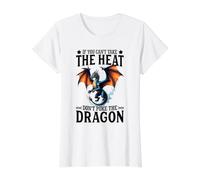 Si no Puedes soportar el Calor, no golpees al Amante del dragón Camiseta gráfica económica, Mujer, Blanco, XS