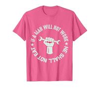 Si no Quieres Trabajar ni Shall no Comer Camiseta, Hombre, Rosa Jaspeado, L