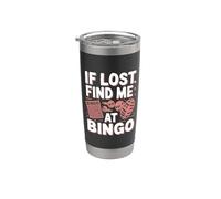 Si Perdido Encuéntrame En Bingo Divertido Jugador De Bingo Vaso térmico de acero inoxidable de doble pared